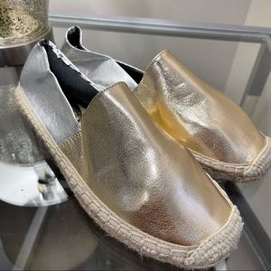 Rebecca Minkoff new gold & silver metallic espadrilles